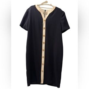 Talbots Vintage 80s Navy Shift Dress Sz 10 Petite Made in US Career Working Girl